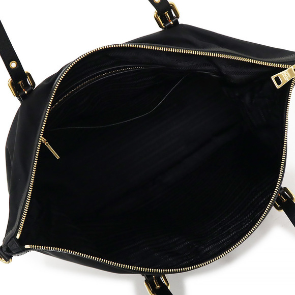 Prada Crossbody Tote Bag Tessuto Nylon Saffiano Leather Nero Black - Picture 2 of 9